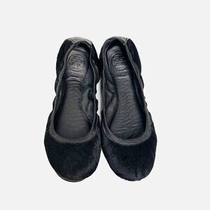 Tory Burch Eddie w/Binding- Haircalf/Mestico in Black Ballet Flats Women’s 6.5 M